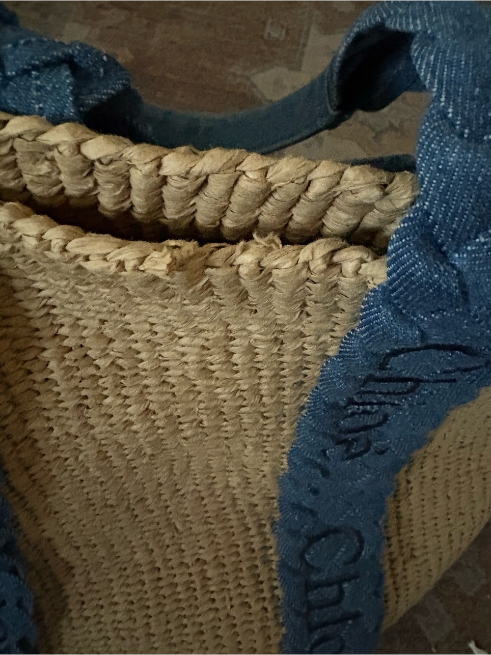 Chloé Natural Straw Tote with Navy Braided Handles - Picture 12 of 12
